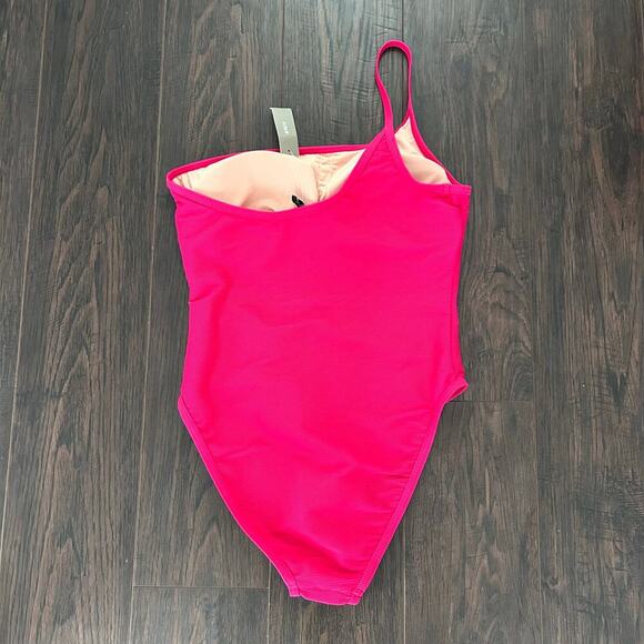 NWT J. Crew Ribbed One Shoulder Bathing Suit Pink Wild Hibiscus Women’s 6 Swim - Picture 5 of 8